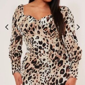Misguided leopard print sweetheart mini dress